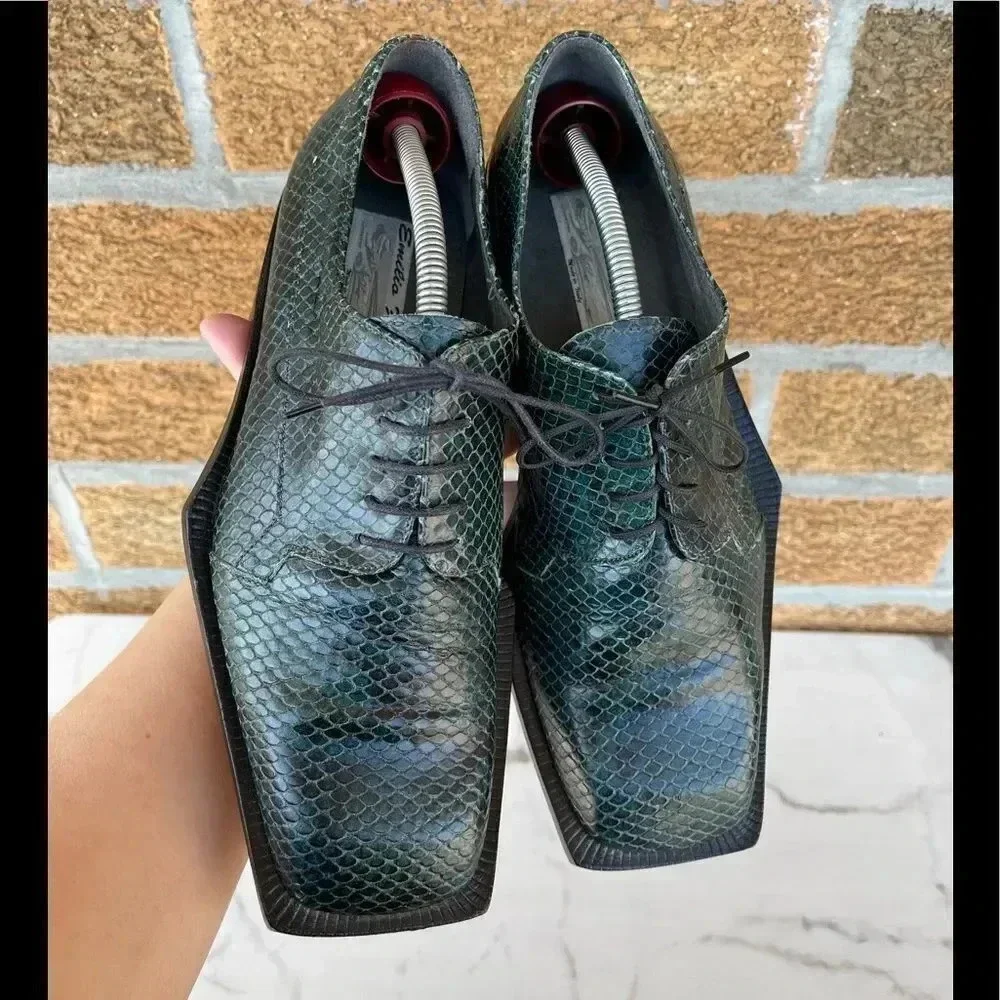 Emilio Franco crocodile square toe shoes size 8
